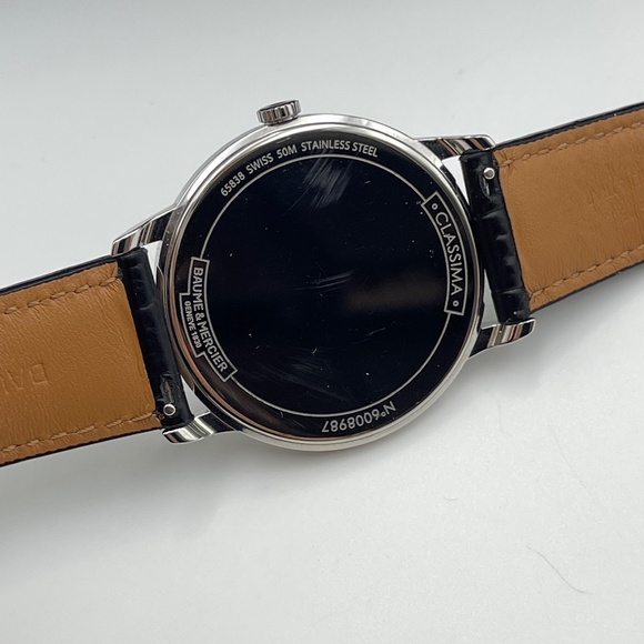 Baume & Mercier Classima Quartz White Dial Black Leather Men's Watch 10414 - Picture 15 of 16